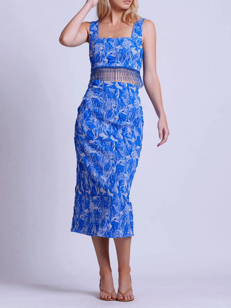 Stretch Jacquard Midi Skirt