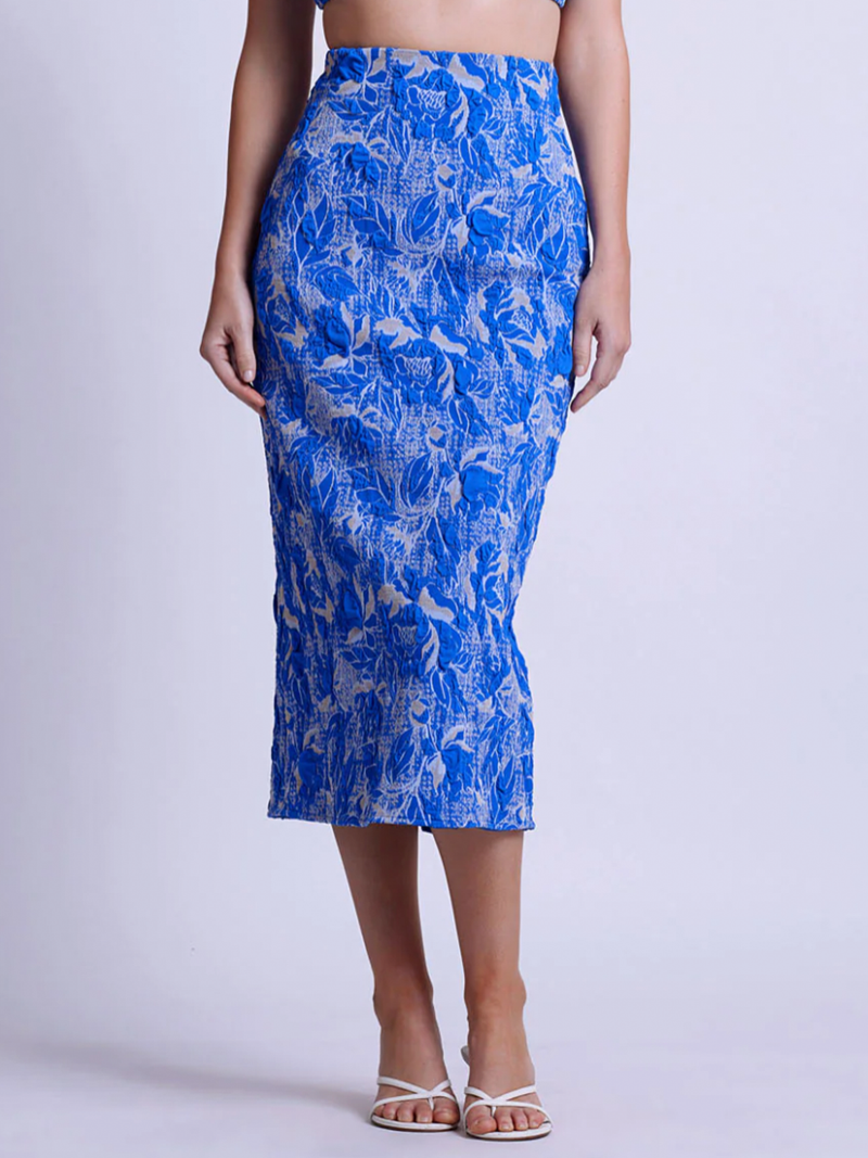 Stretch Jacquard Midi Skirt