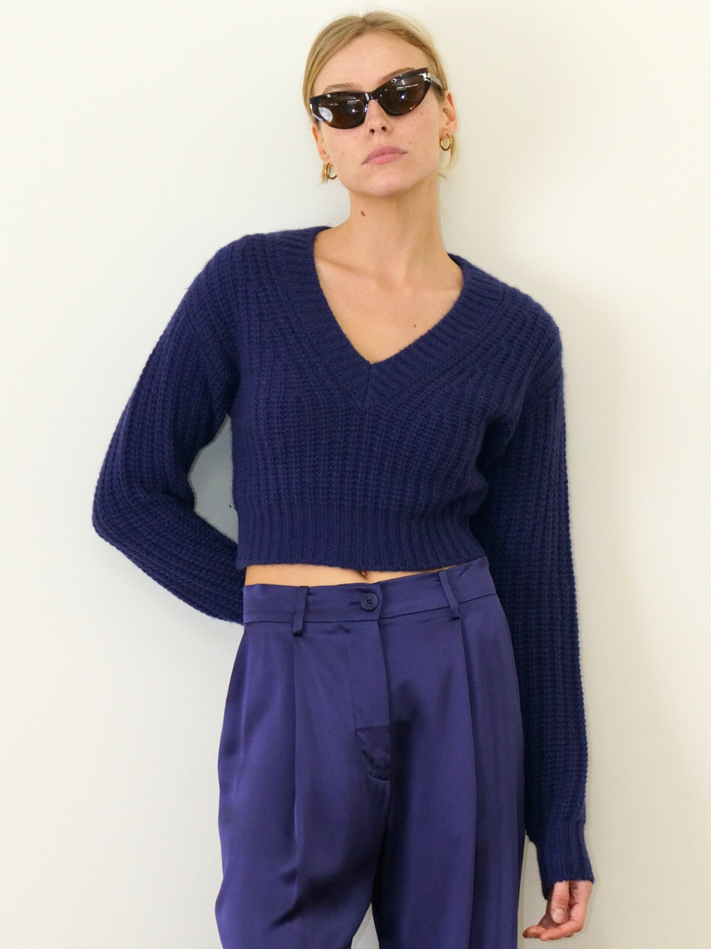 Laurine Relaxed Cropped V-Neck Sweater