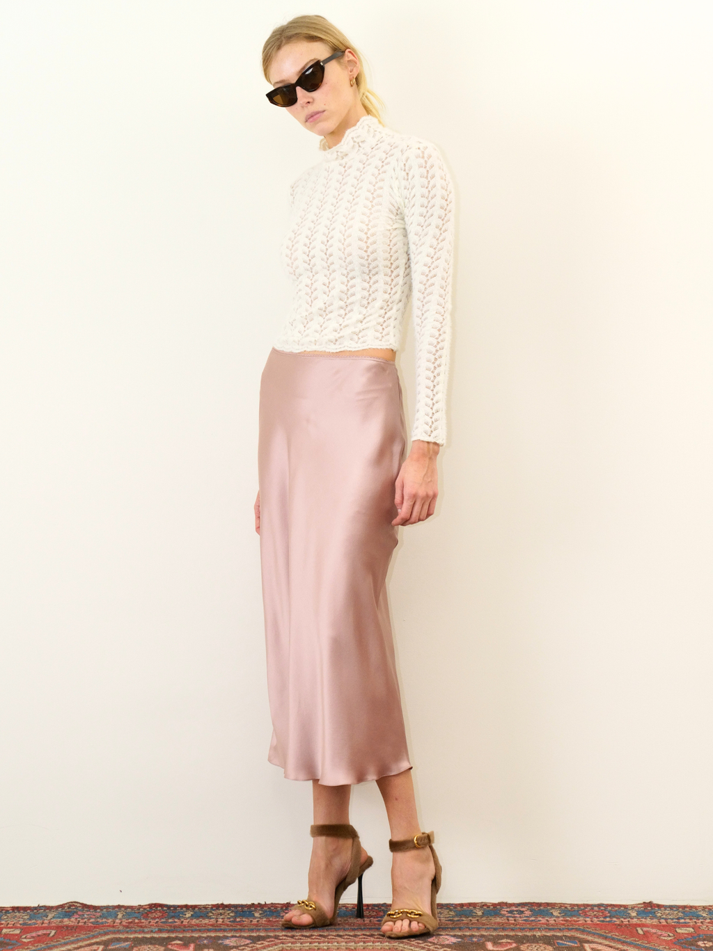 Miranda B Bias Cut Silk Skirt