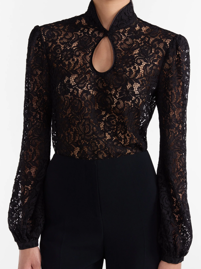 Domino Lace Top in Black