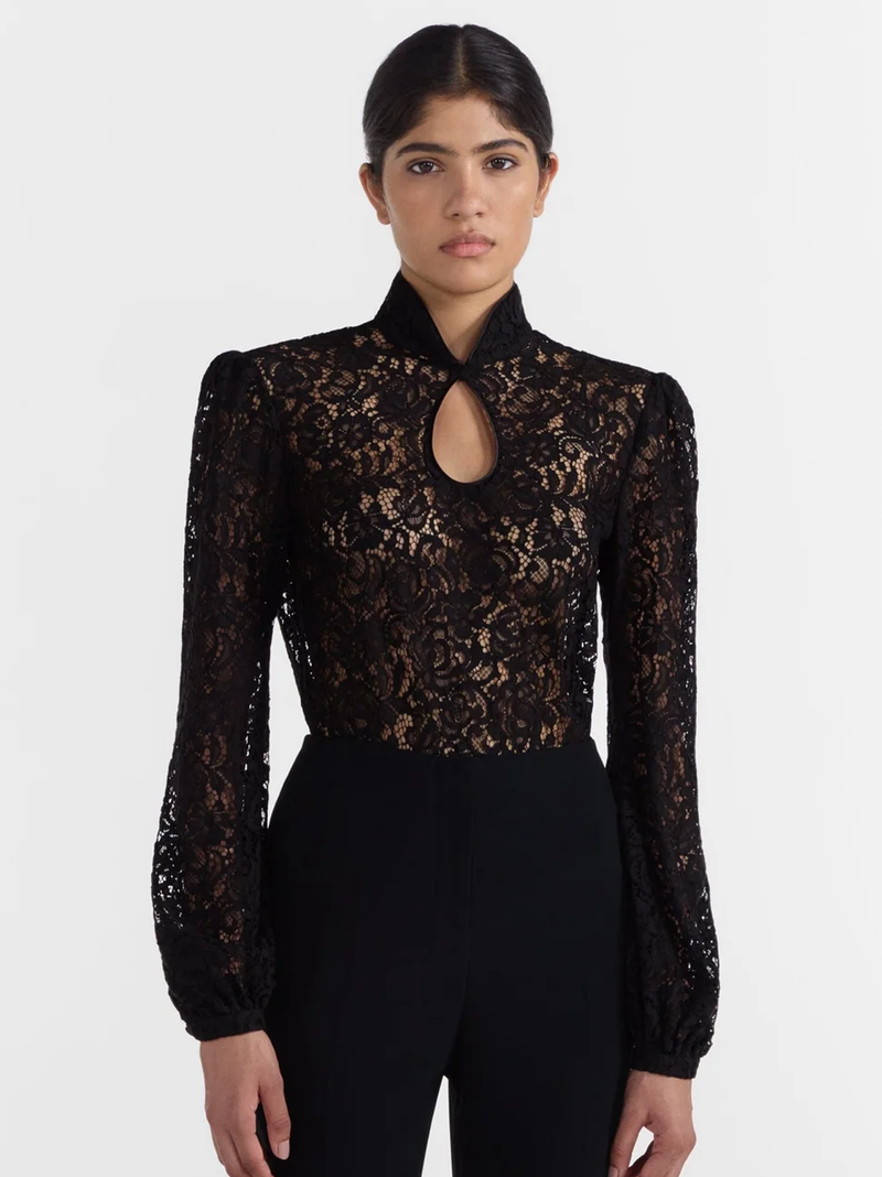 Domino Lace Top in Black