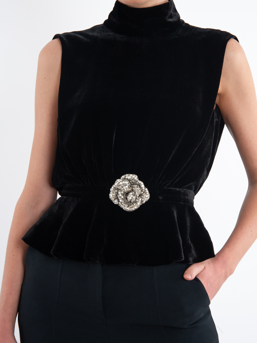 Fleur Velvet Top in Black Crystalrose