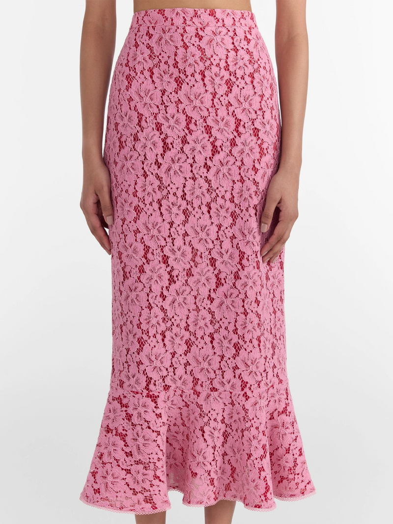 Aidan Lace Skirt in Valentine Pink