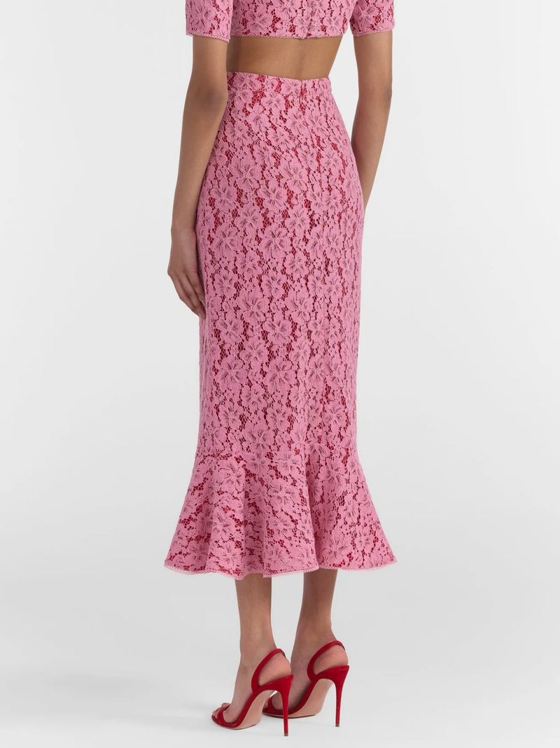 Aidan Lace Skirt in Valentine Pink