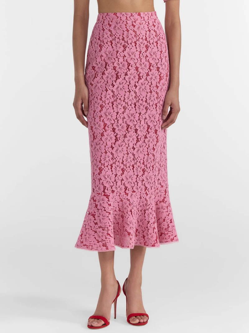 Aidan Lace Skirt in Valentine Pink