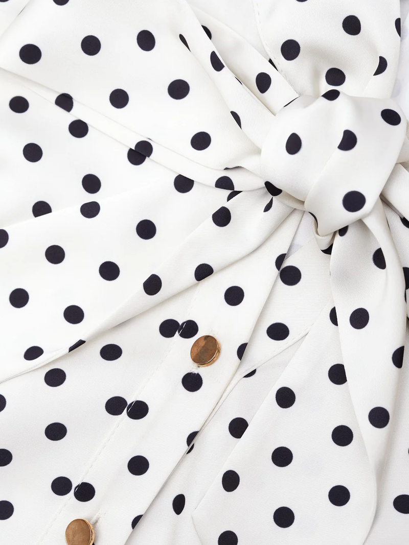 Cream Polka Dot Satin Blouse