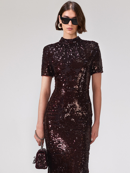 Brown Sequin Maxi Dress – Amy Atelier