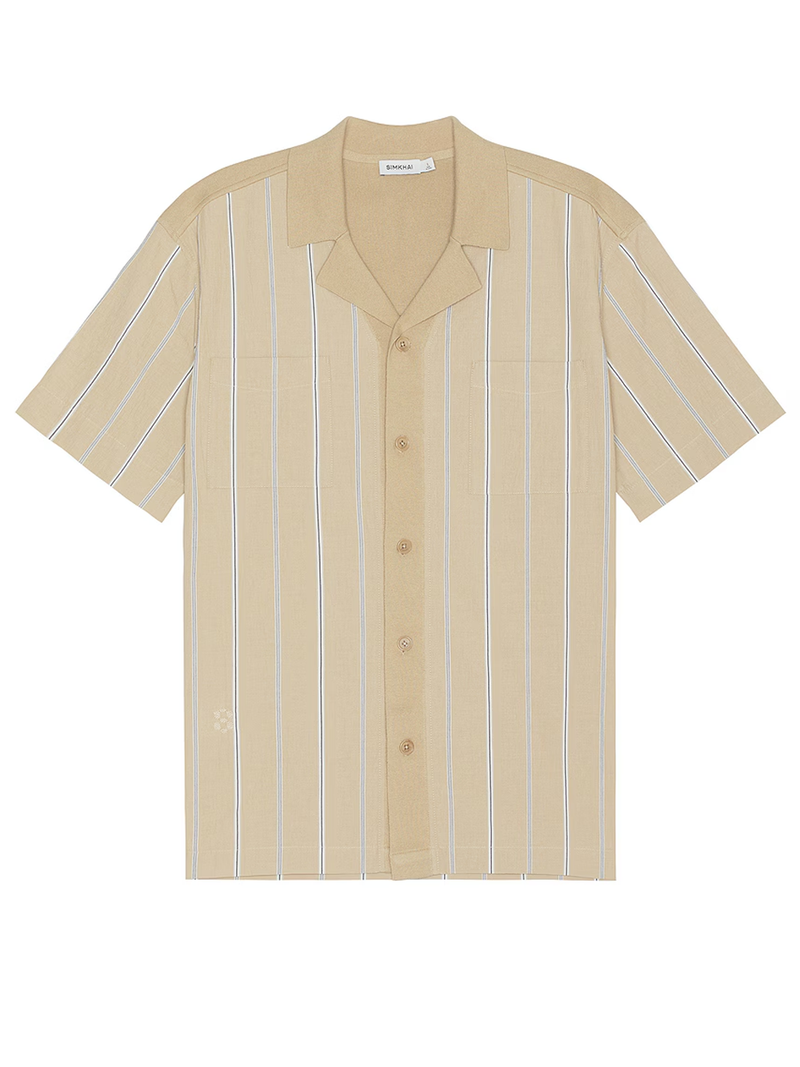 Justin Yarn Dye Stripe Shirt in Khaki