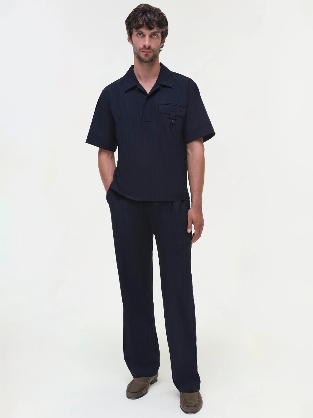 Kane Relaxed Trousers in Midnight Stripe