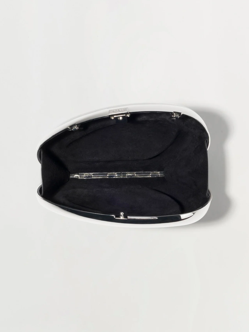 Luna Oval Clutch in Black & Silver