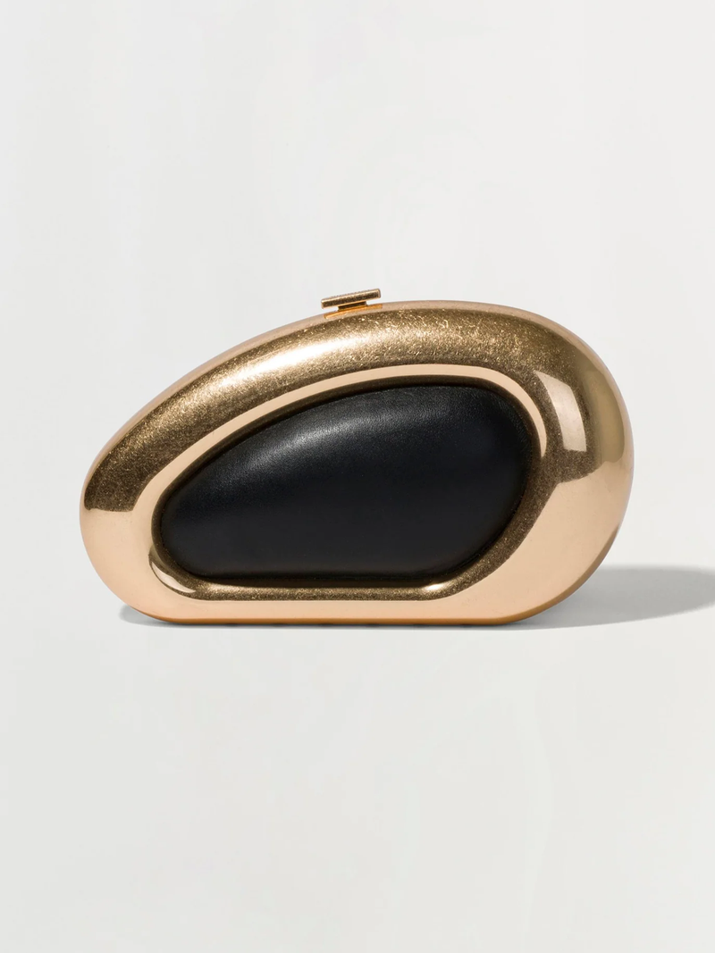 Luna Oval Clutch in Black & Gold