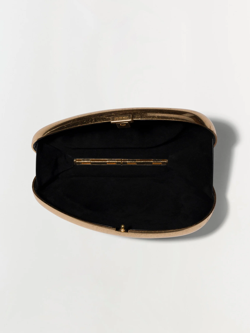 Luna Oval Clutch in Black & Gold