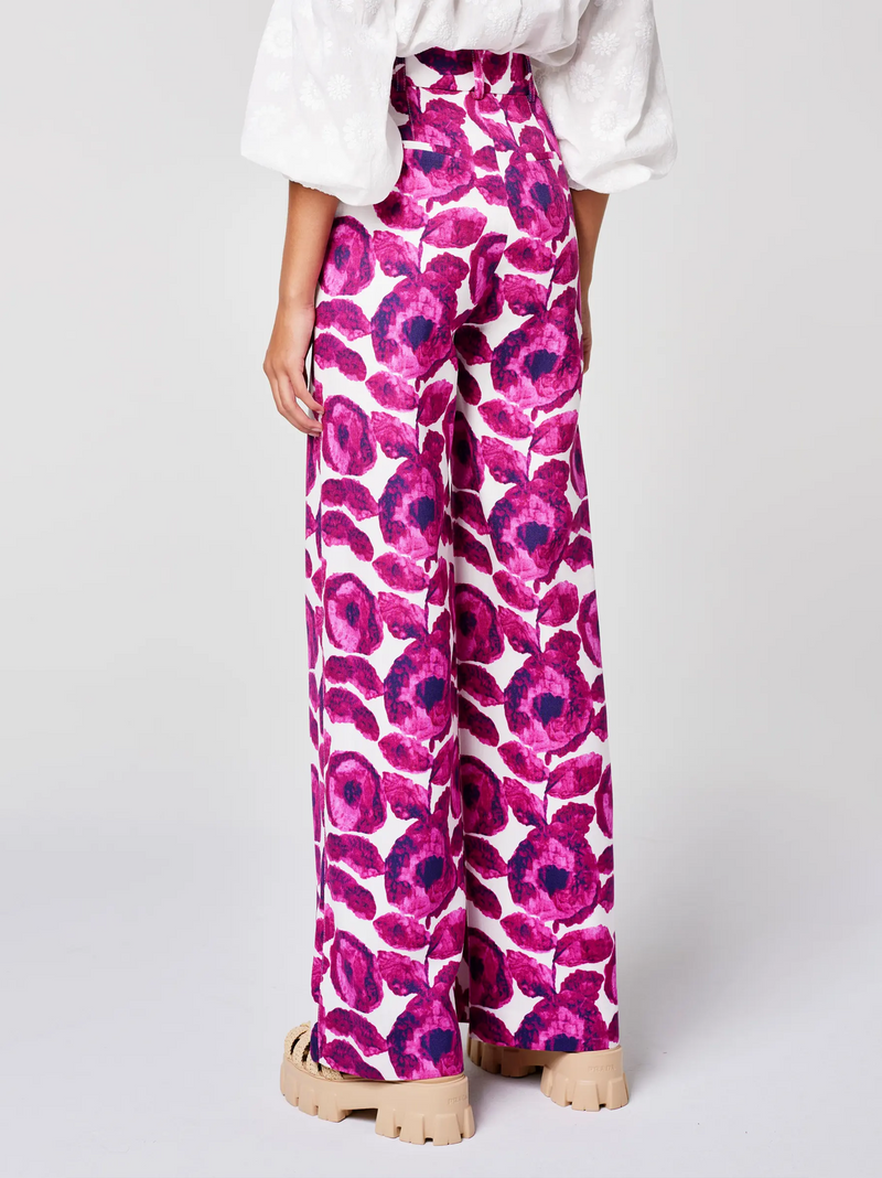 Pleated Pants in Begonia Floral