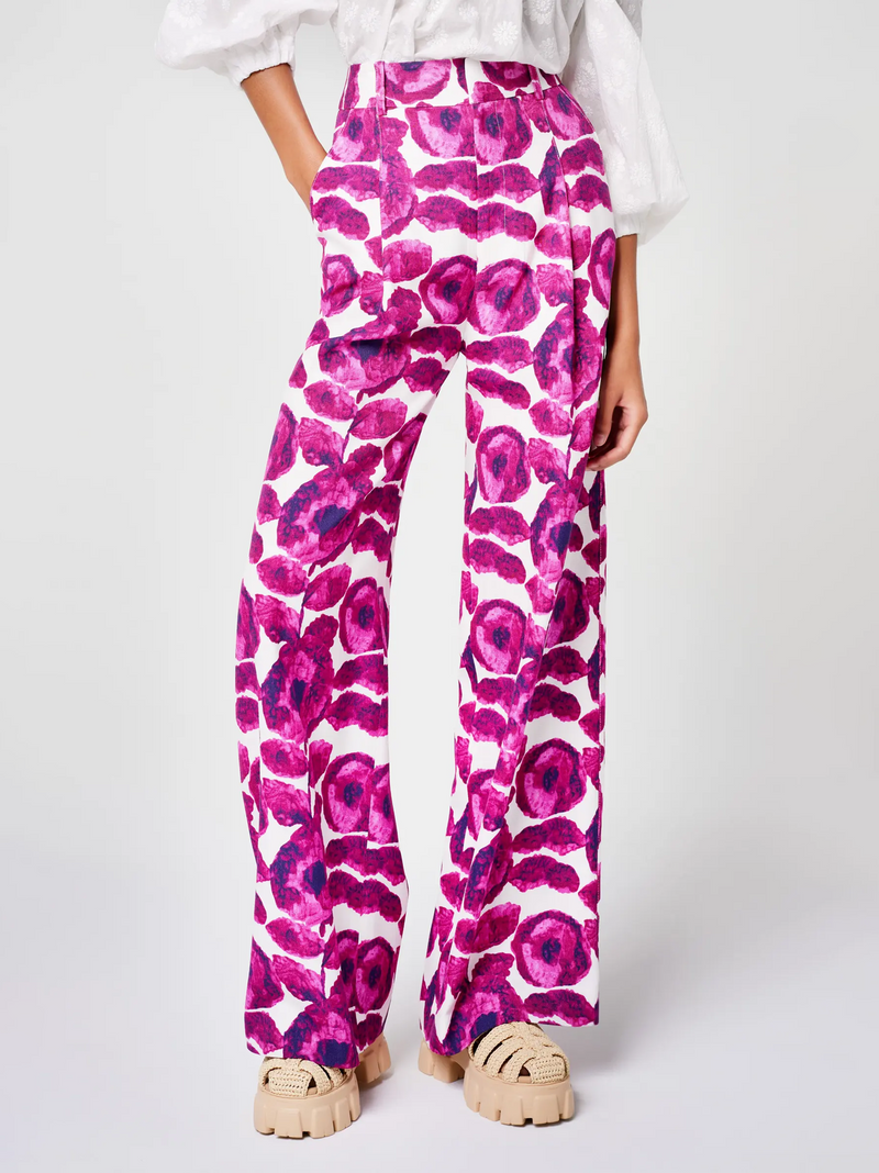 Pleated Pants in Begonia Floral