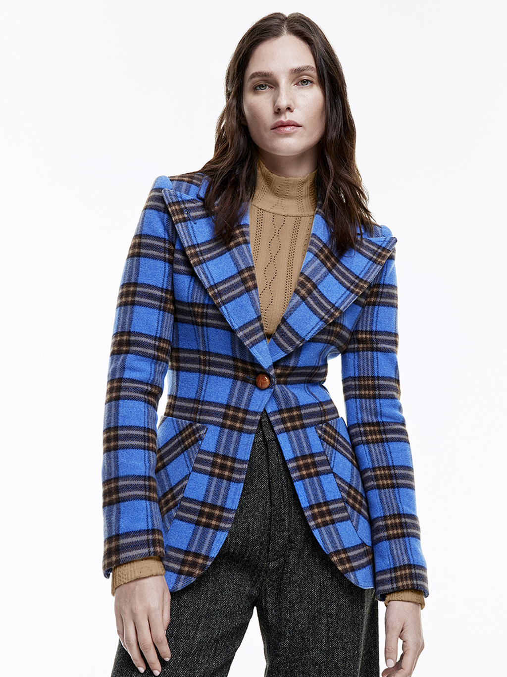 Patch Pocket Birkin Blazer in French Blue Plaid