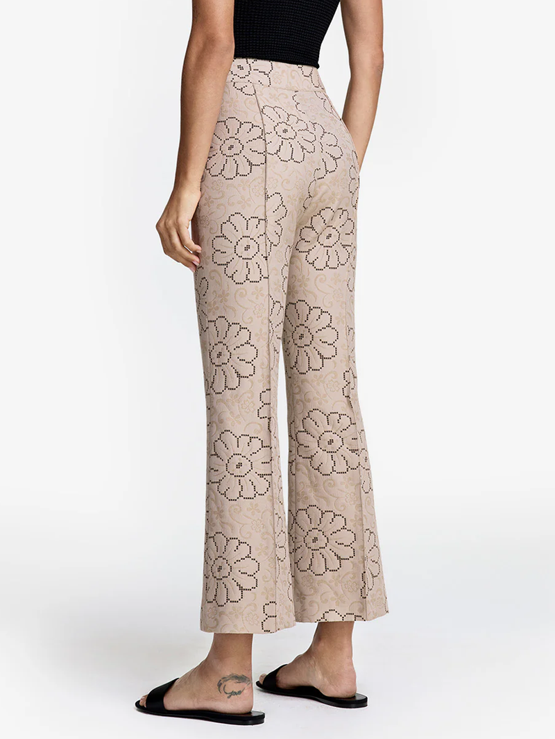 Putty Jacquard Cropped Pintuck Pant