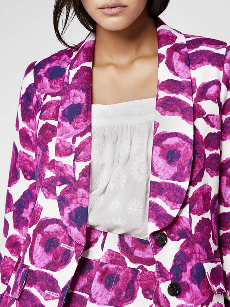 Dickens Shawl Collar Blazer in Begonia Floral