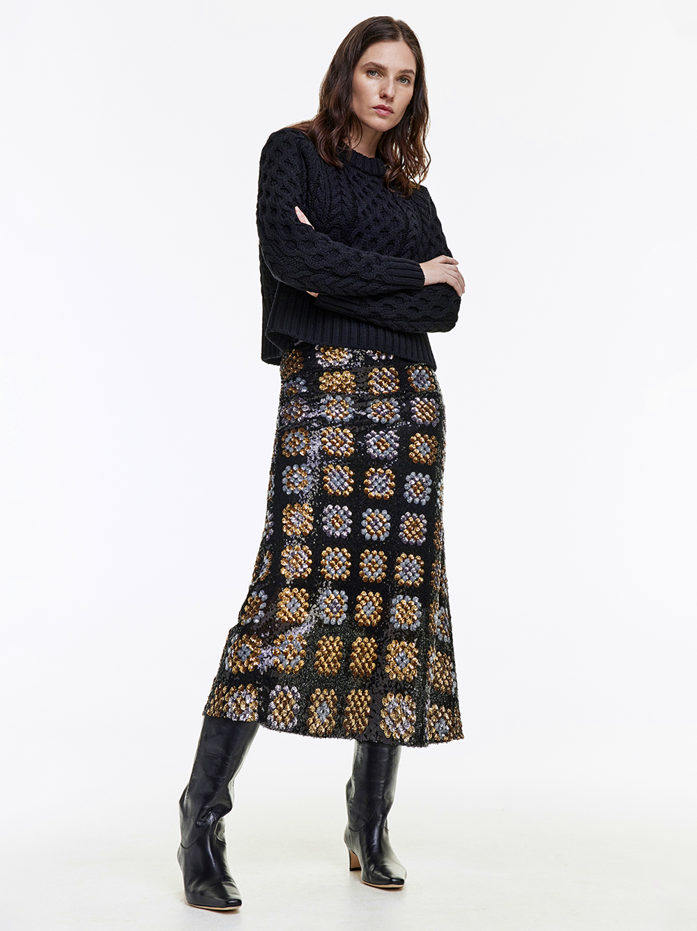 Sequined Midi Skirt