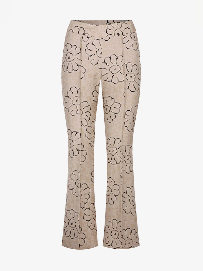 Putty Jacquard Cropped Pintuck Pant