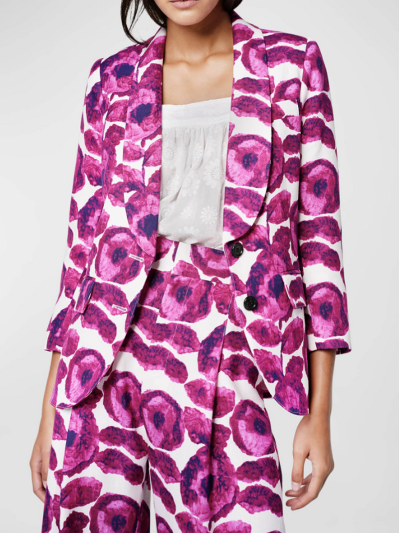 Dickens Shawl Collar Blazer in Begonia Floral