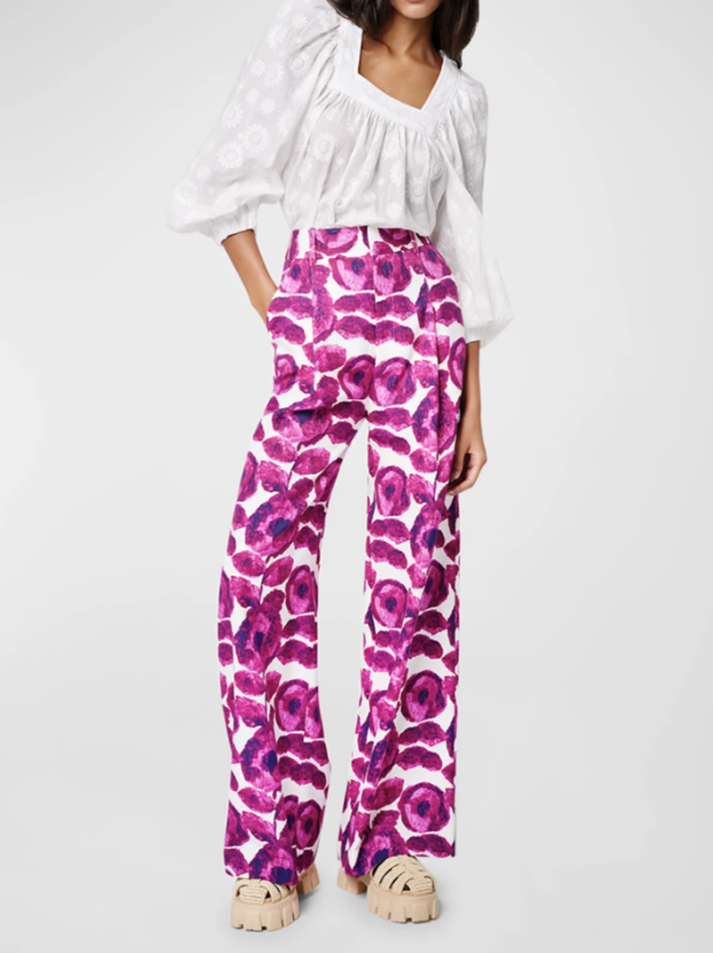 Pleated Pants in Begonia Floral