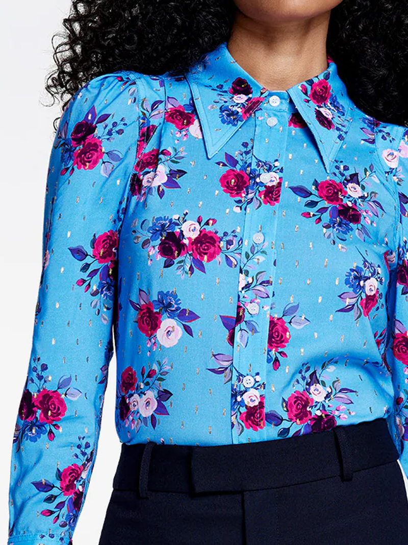 Box Pleat Shirt in Cerulean Floral