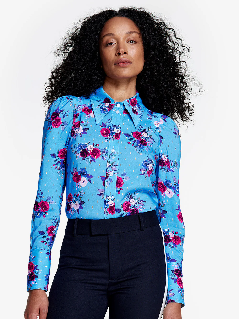 Box Pleat Shirt in Cerulean Floral