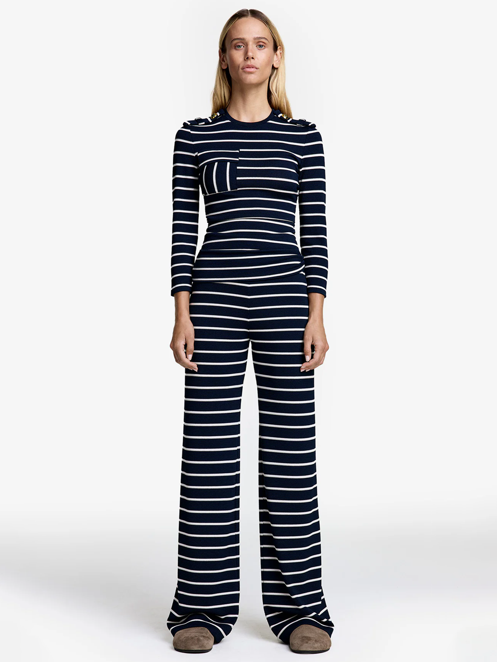 Navy Breton Nautical Knit Top