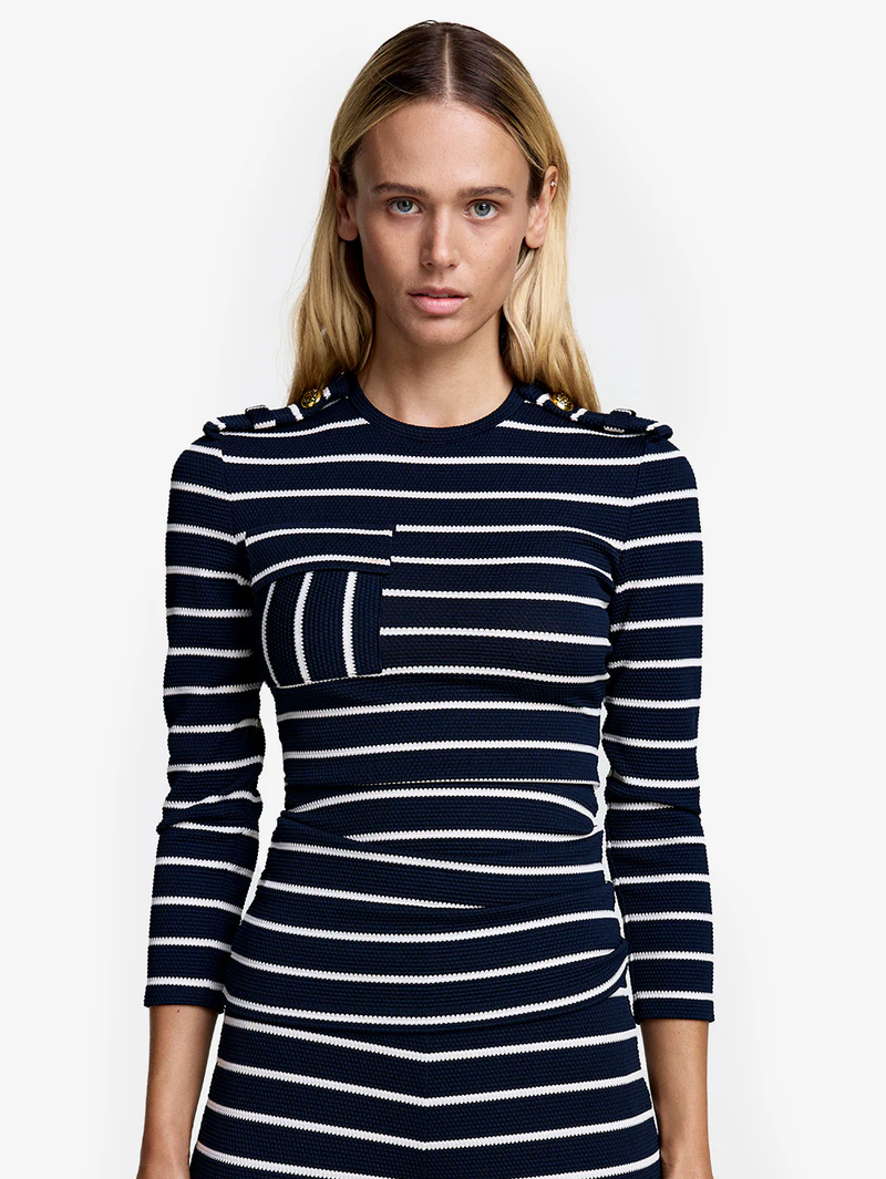 Navy Breton Nautical Knit Top