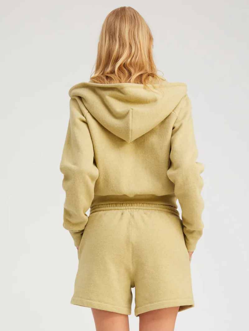 Pistachio Melange Shrunken Zip Up Hoodie