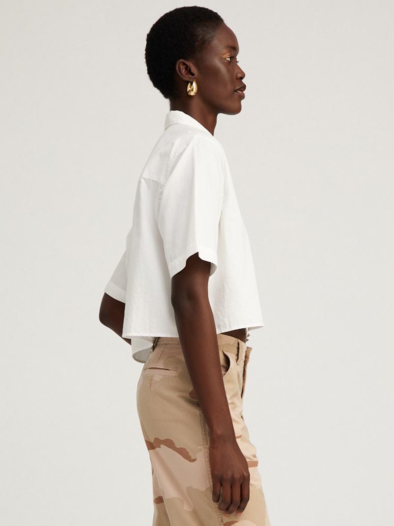 Short Sleeve Cropped Button Up