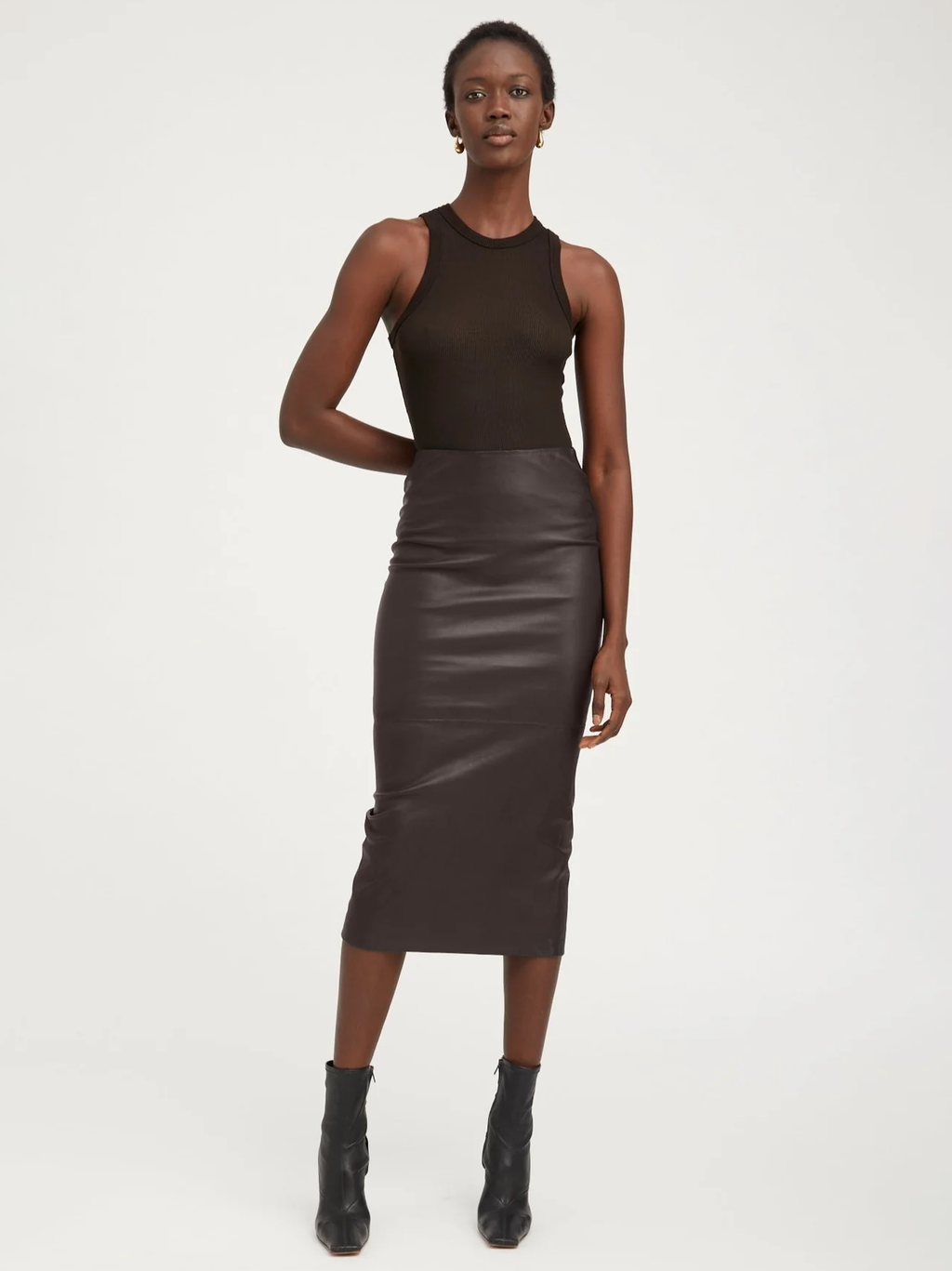 Dark Chocolate Leather Tube Skirt
