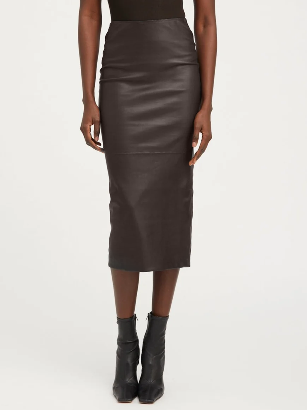 Dark Chocolate Leather Tube Skirt