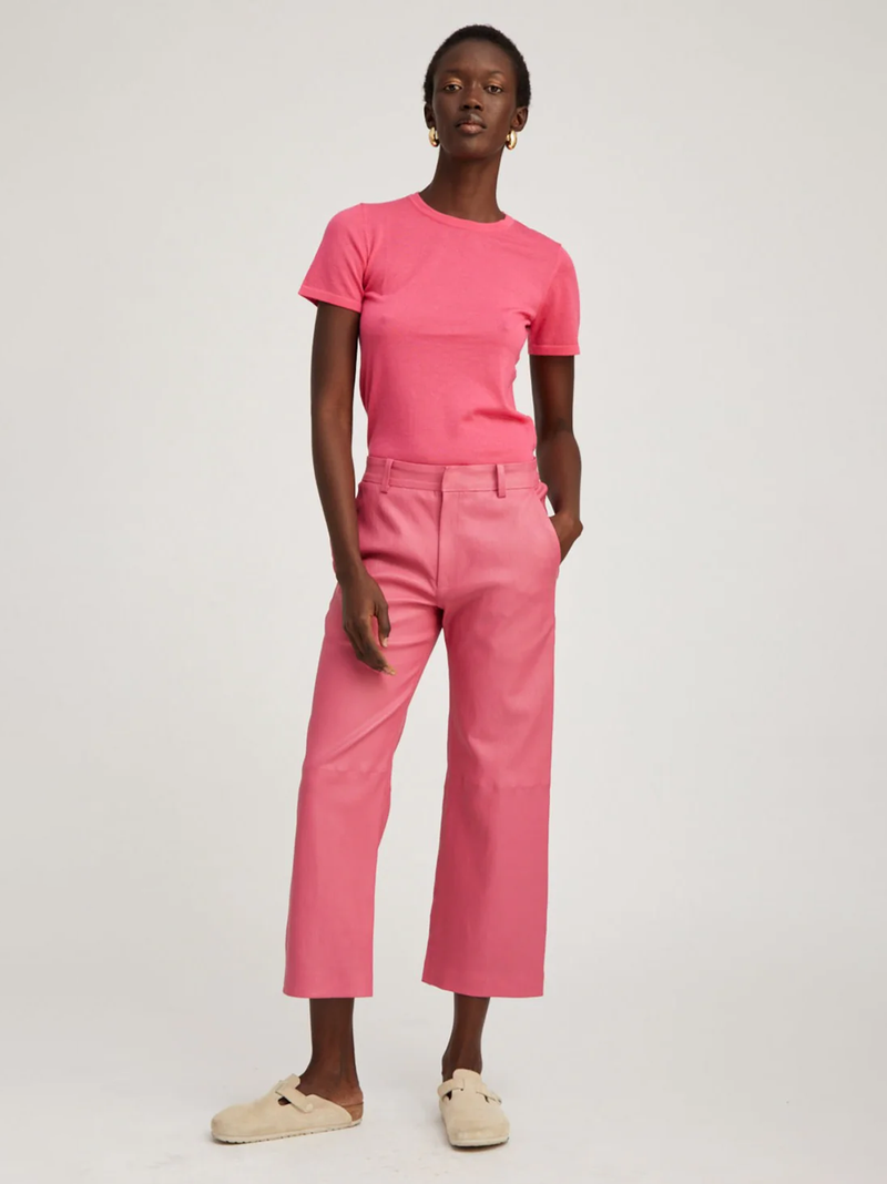 Hot Pink Cropped Baggy Lowrise Trousers