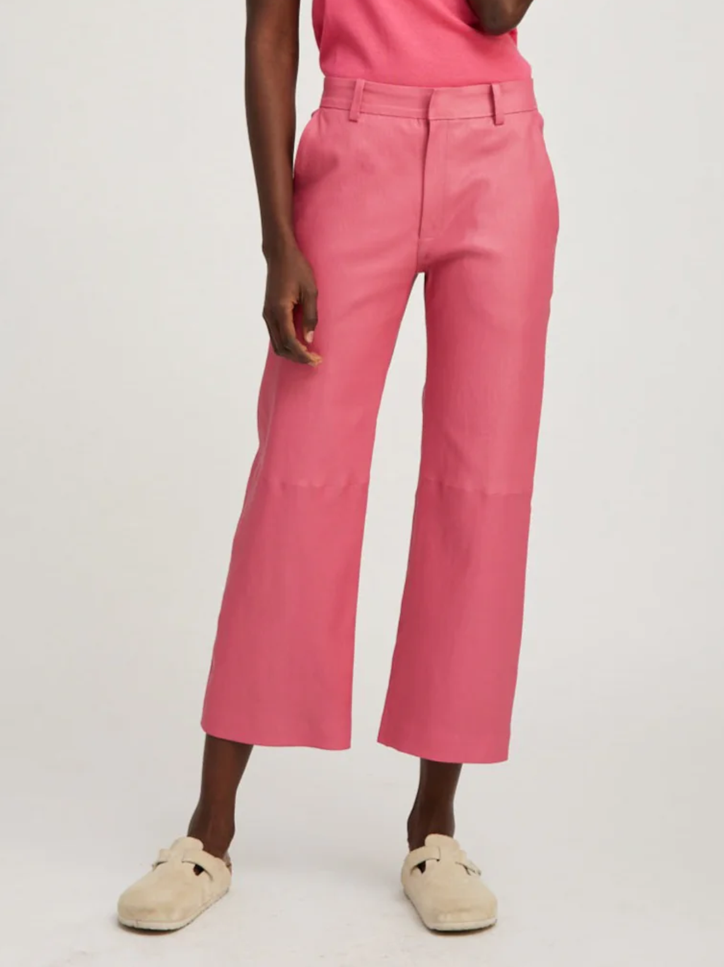 Hot Pink Cropped Baggy Lowrise Trousers