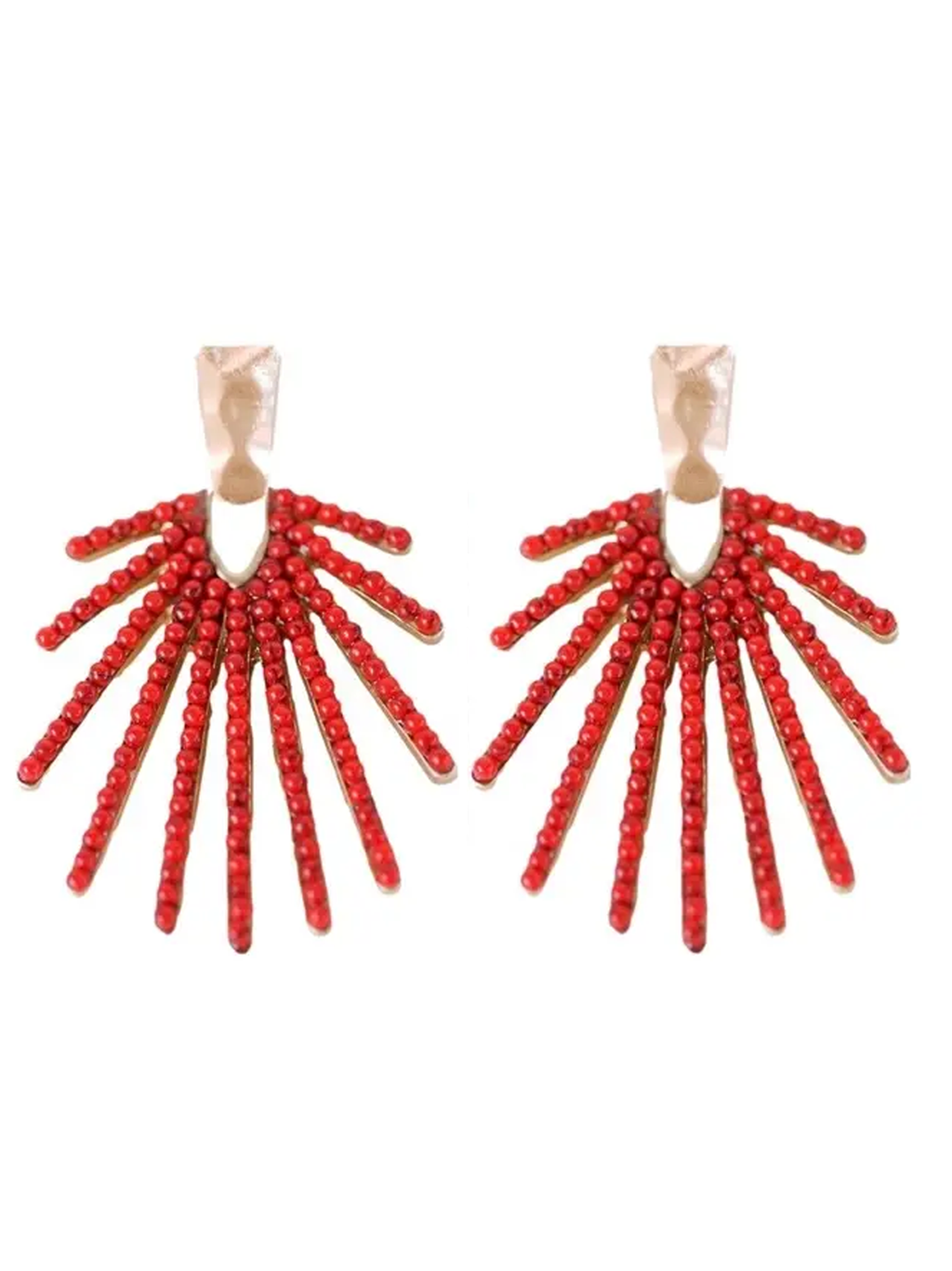 Red Sunburst Statement Drop Earrings