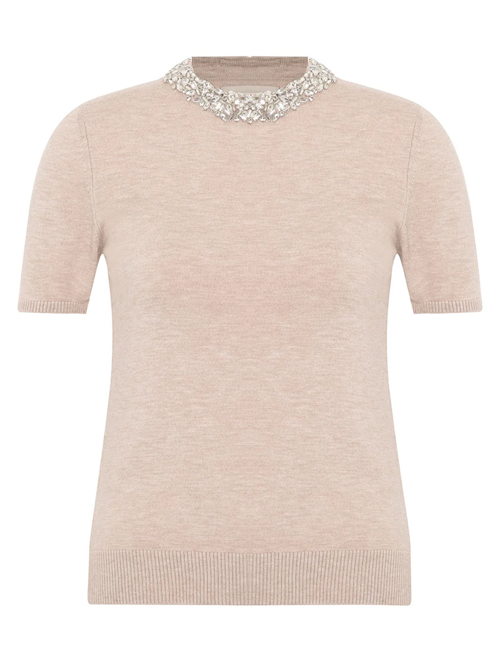 Nomia Embellished Knit Tee in Ivory