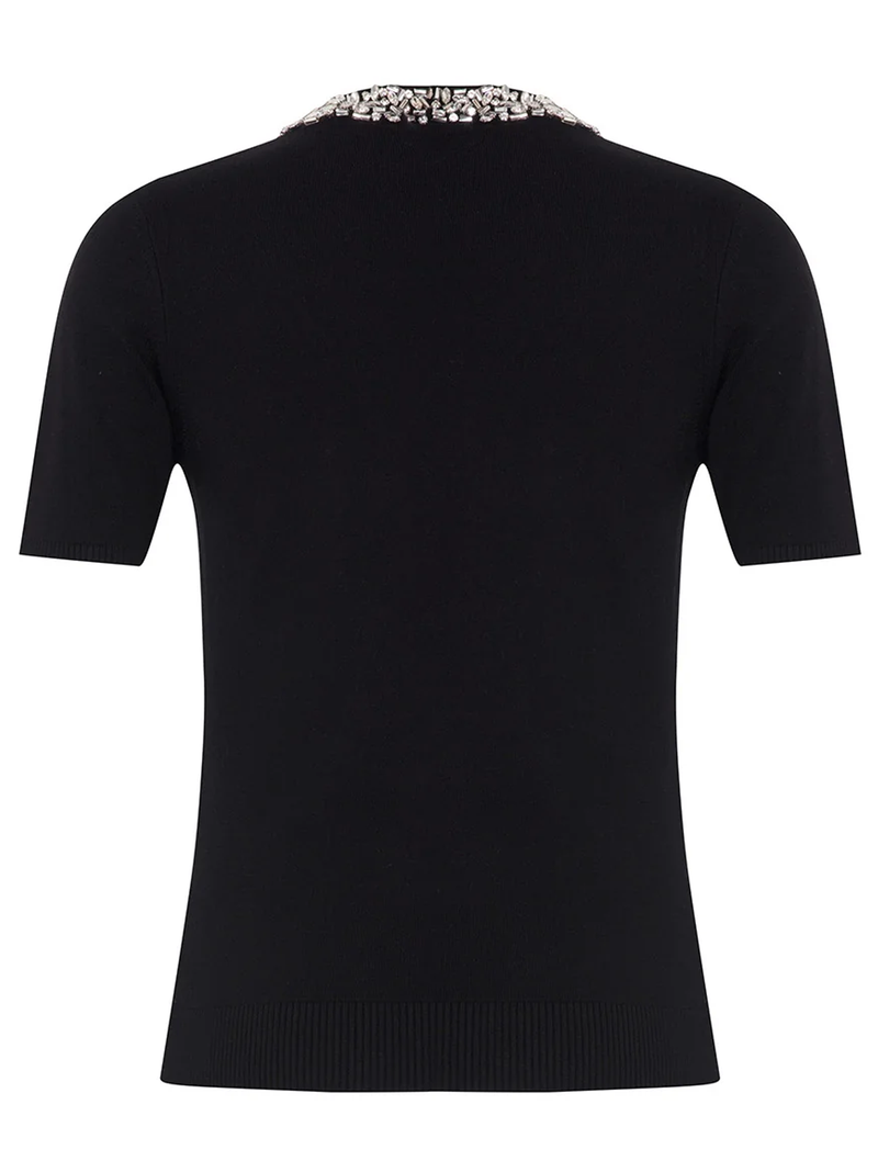 Nomia Embellished Knit Tee in Black