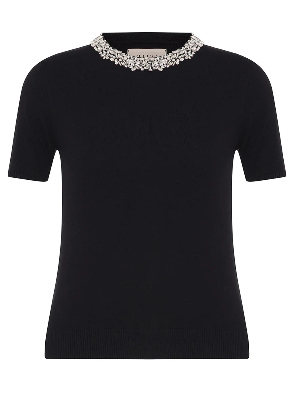 Nomia Embellished Knit Tee in Black