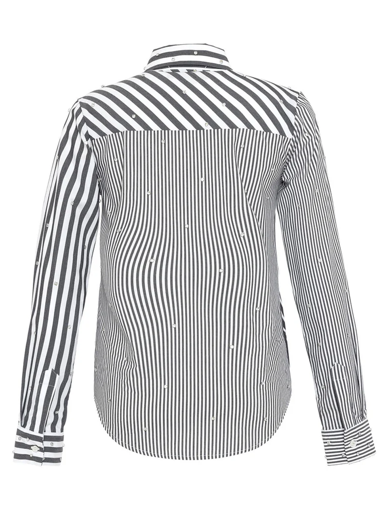 Echo Mix Stripe Pearly Shirt in Black