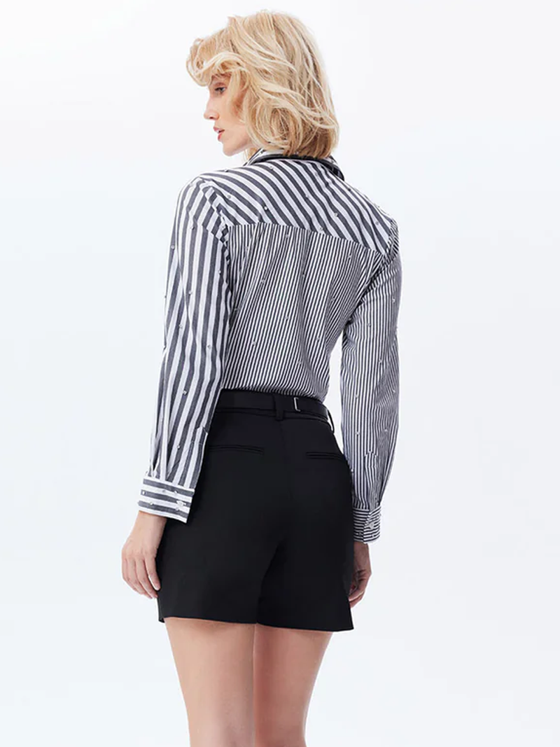 Echo Mix Stripe Pearly Shirt in Black