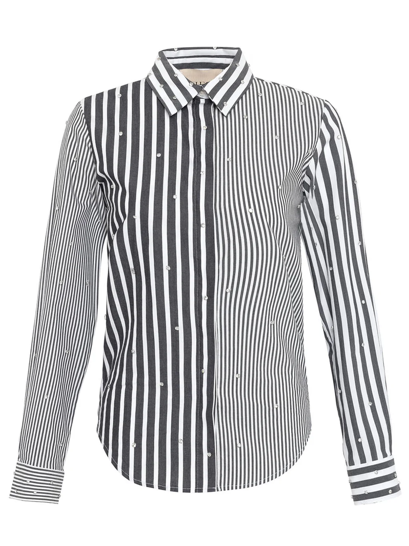 Echo Mix Stripe Pearly Shirt in Black