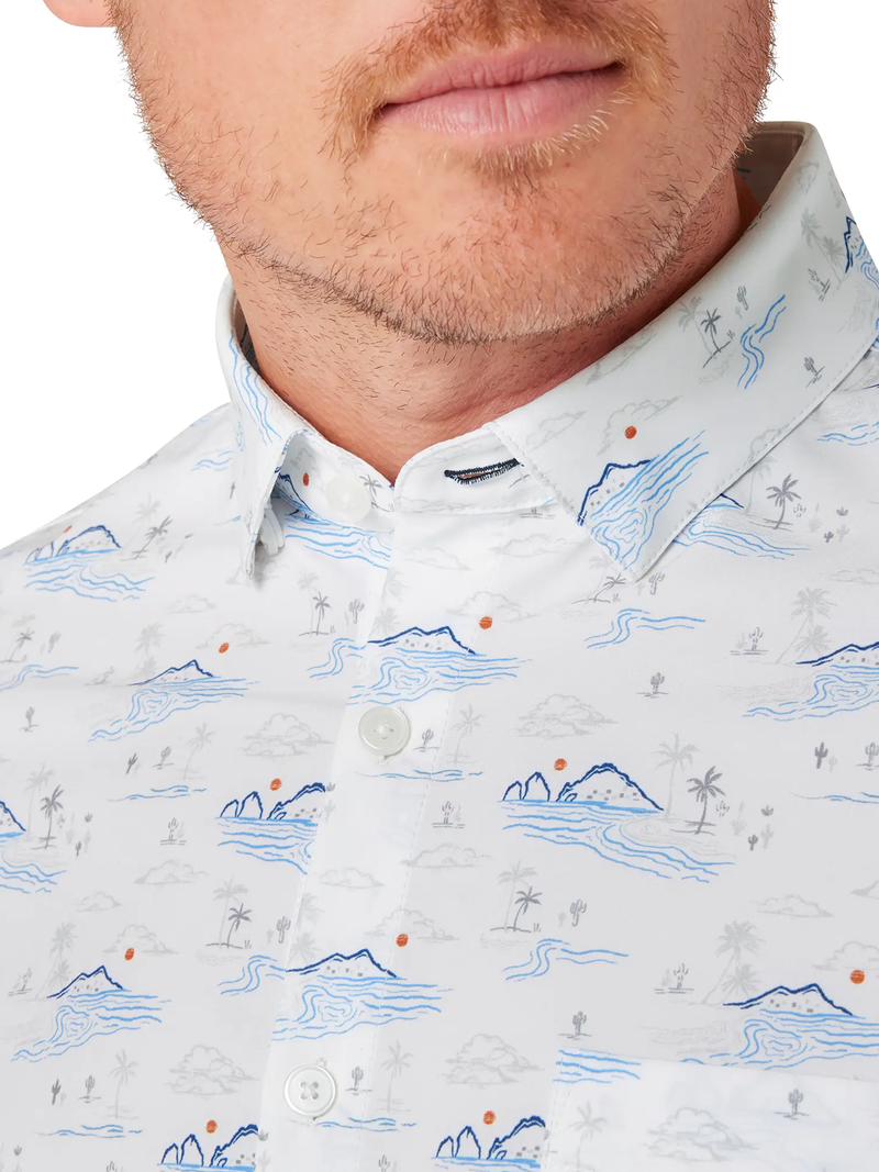 Leeward Short Sleeve Shirt in White Tidal Pool