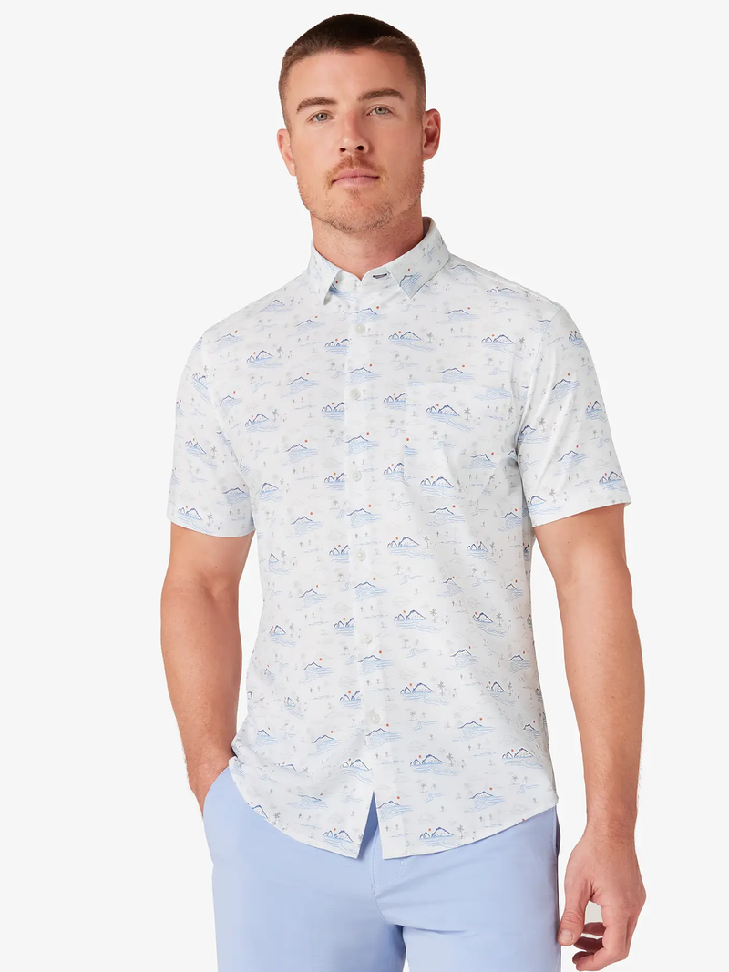 Leeward Short Sleeve Shirt in White Tidal Pool