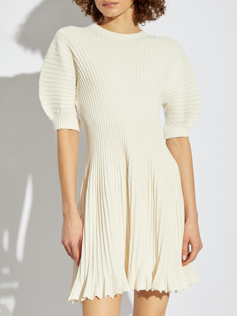 Talie Rib-Knit Minidress in Cowrie