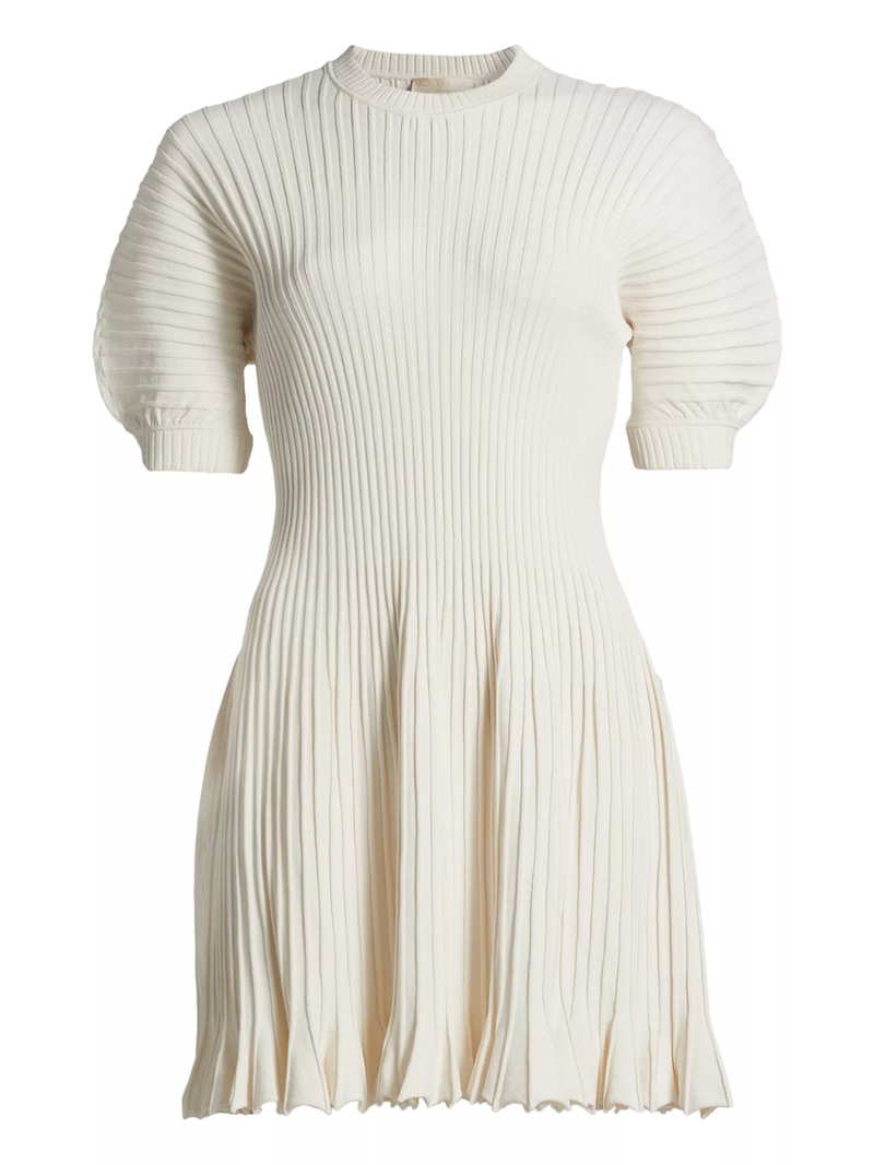 Talie Rib-Knit Minidress in Cowrie