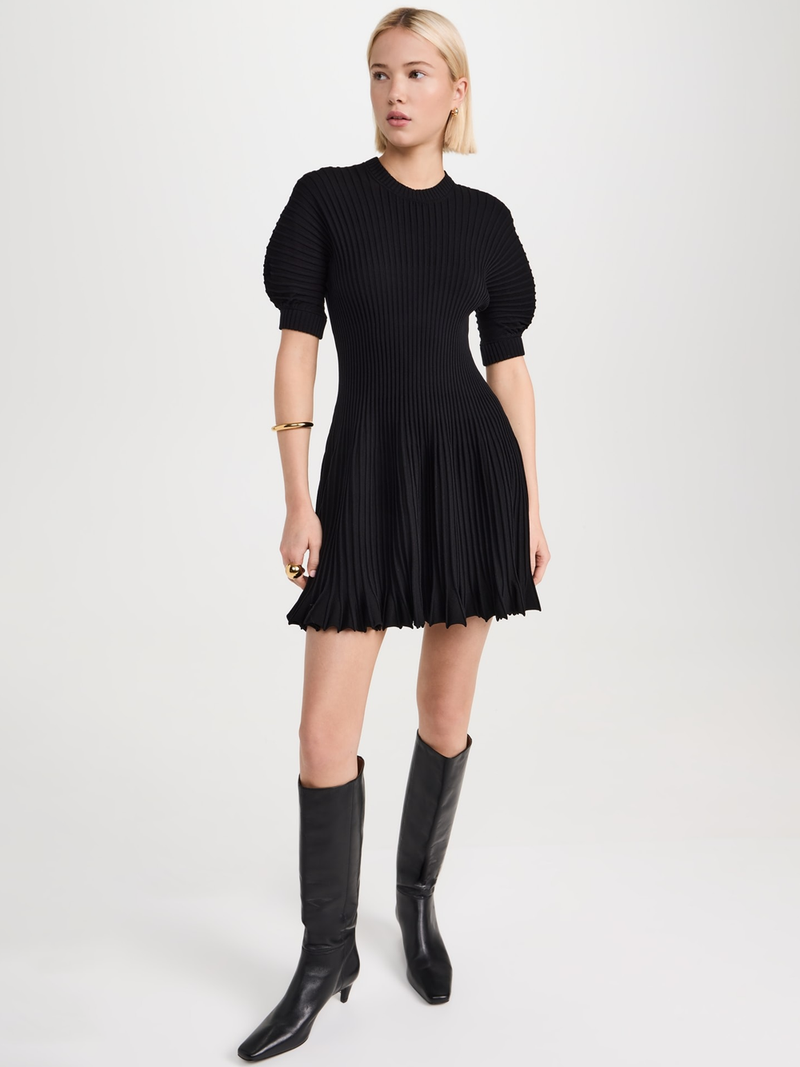 Talie Rib-Knit Minidress in Noir