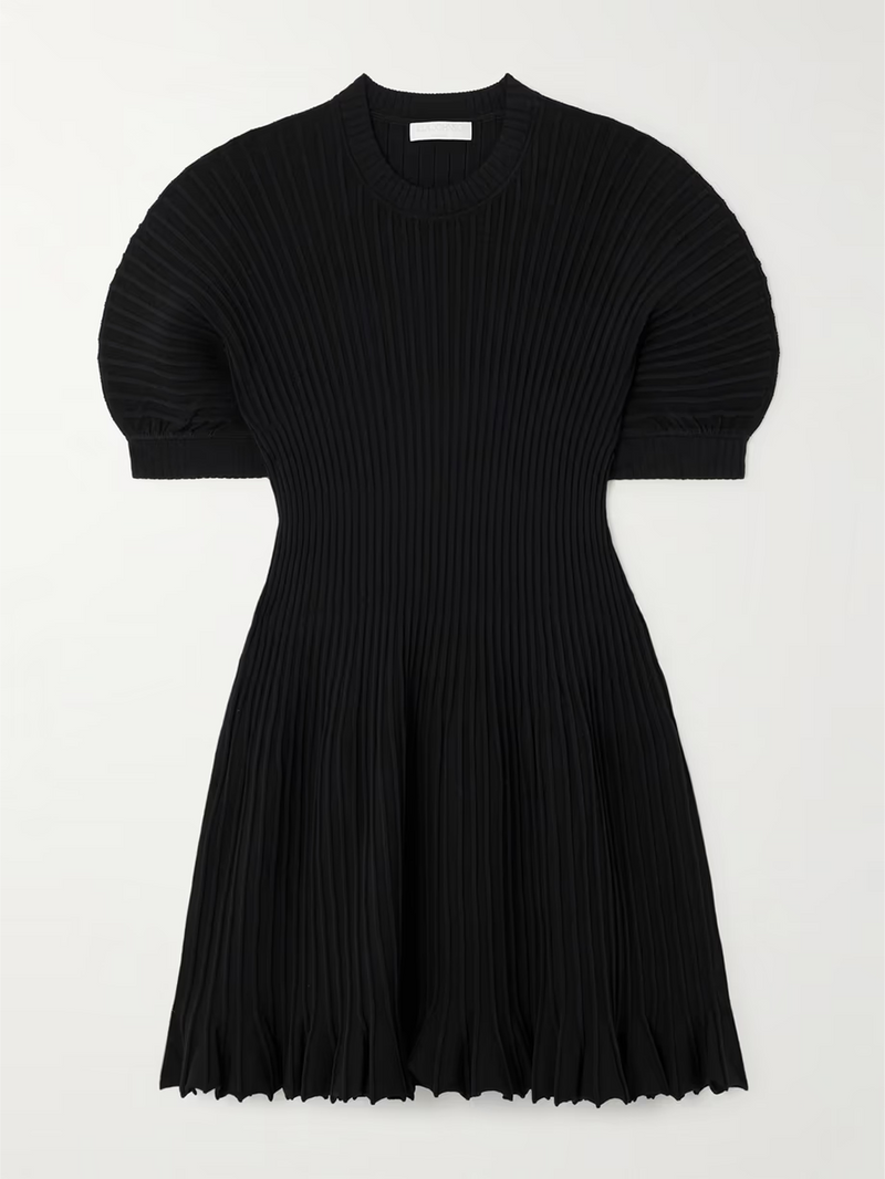 Talie Rib-Knit Minidress in Noir