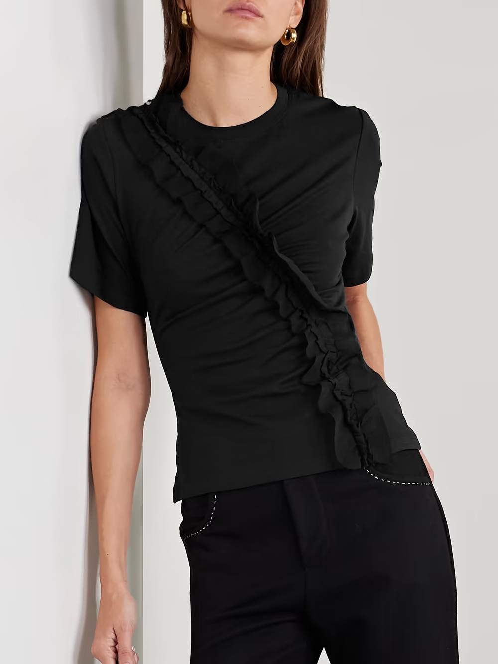 Vivi Ruffle Top in Noir